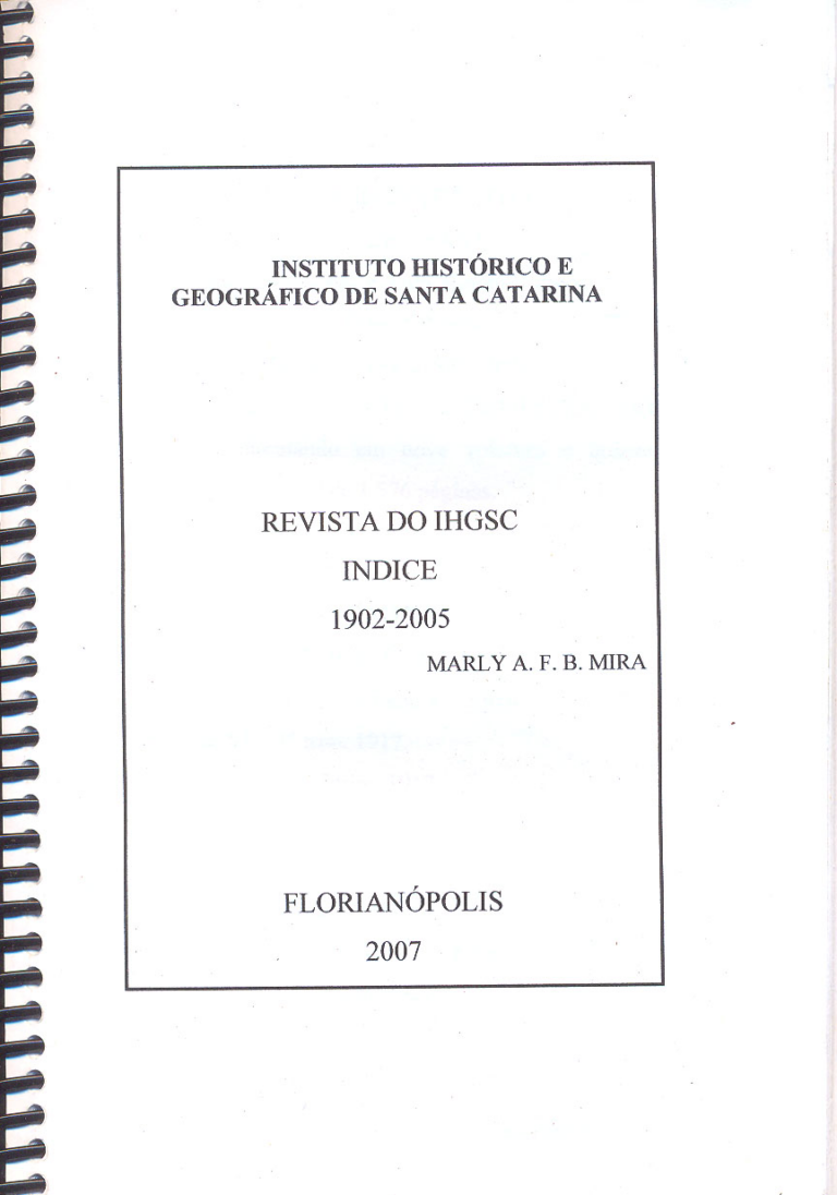 ​ÍNDICE DA REVISTA DO IHGSC (1902 – 2005)