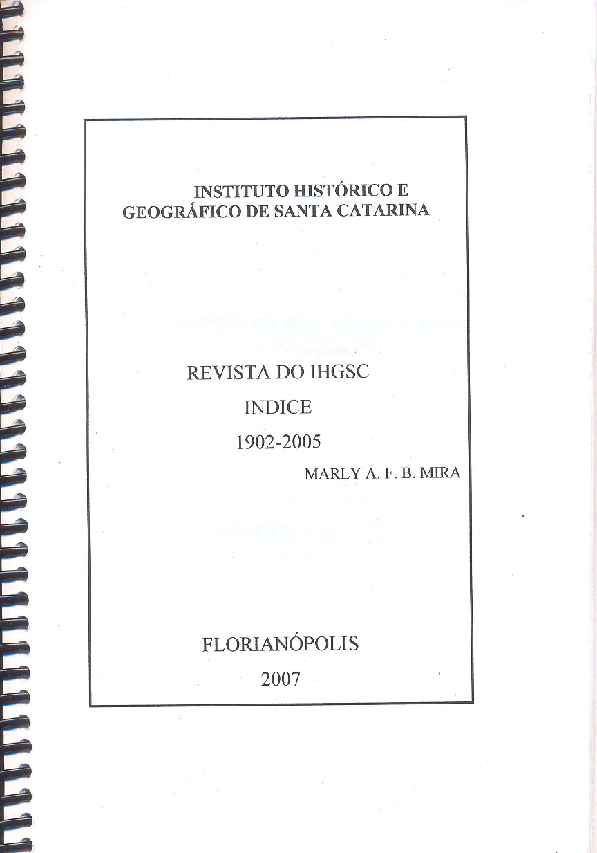 ​ÍNDICE DA REVISTA DO IHGSC (1902 – 2005)